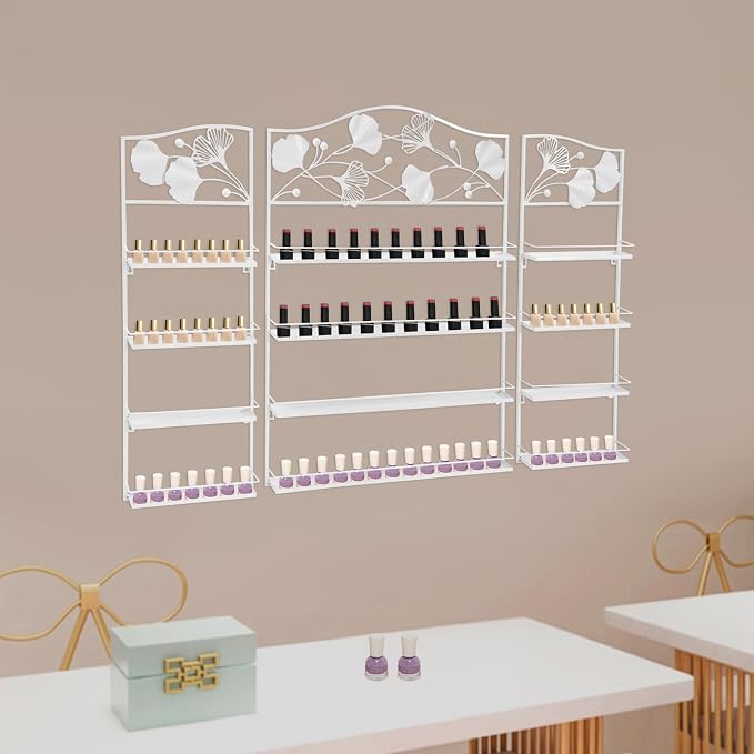 4 Tier Wall-Mounted Nail Polish Storage Racks 3PCS Metal Nail Polish Organizer - Image 5