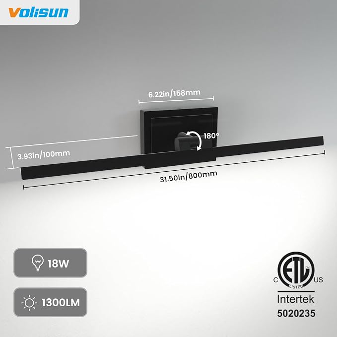 VOLISUN Modern Bathroom Vanity Light 31.5 inch, 18W Dimmable 5CCT Led Bathroom - Image 6