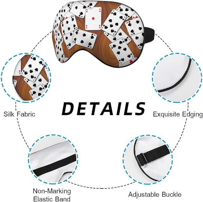 Playing Cards Silk Eye Mask Sleep Mask Funny Poker Wooden Table Rectangle Eye - Image 3