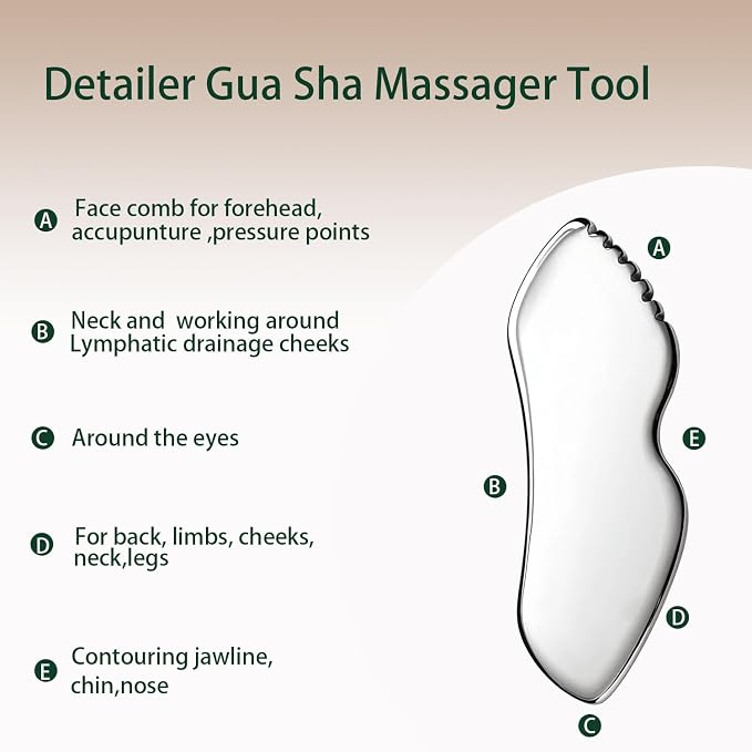 2Pcs gua sha facial tools stainless steel guasha set - Image 5
