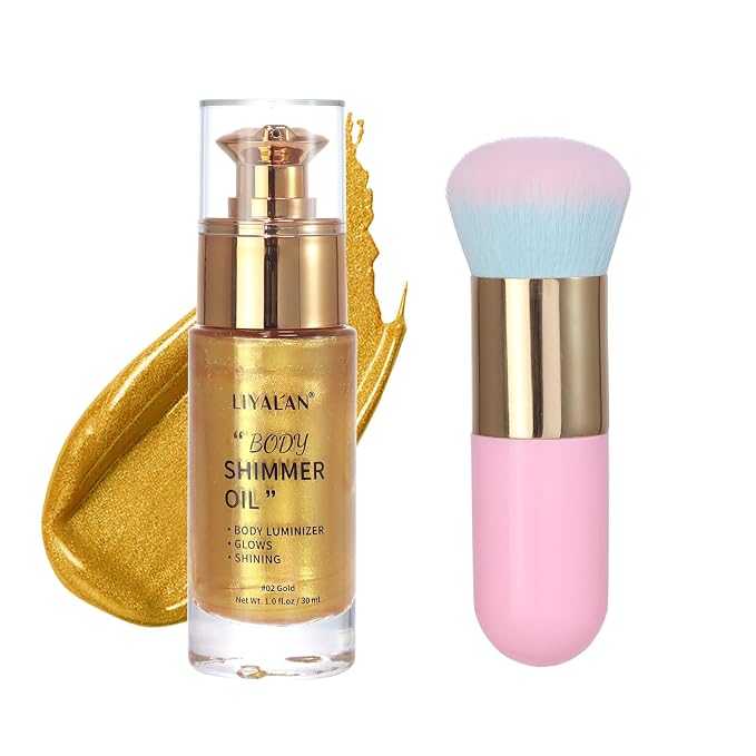 Liyalan Shimmer Body Oil 5 Color Options 1.0 fl.oz Face Glow Pearl Highlighter by LIYALAN