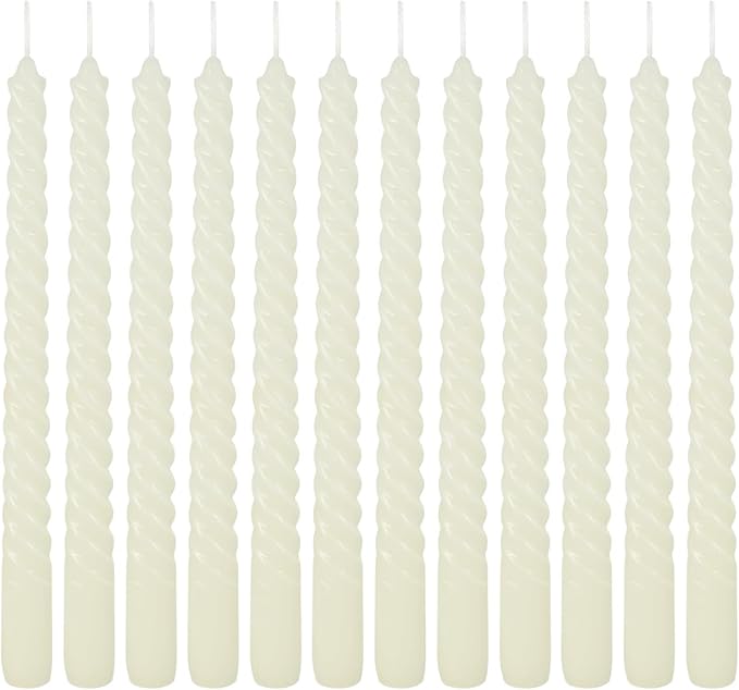 WPONSZU 10 Inch Ivory Spiral Taper Candle Set of 12 Pack Unscented Dripless - Image 9