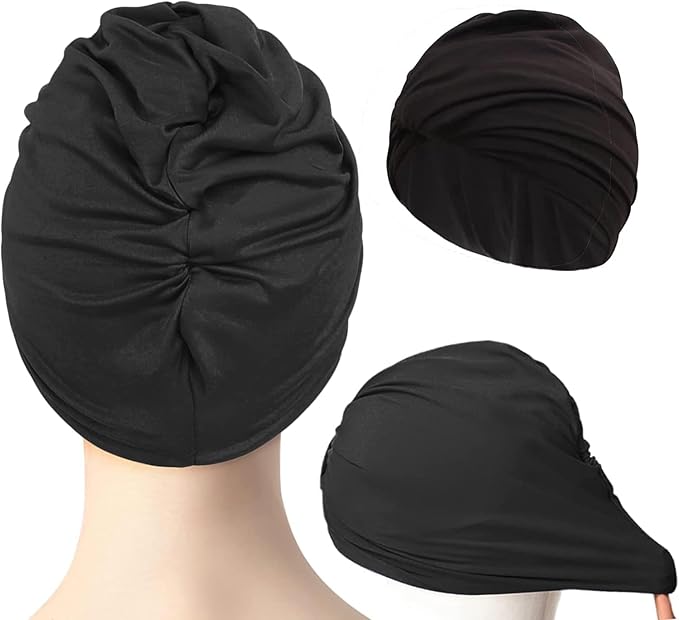 Pleated Fabric Swimming Cap Women Ladies Long Hair Swim Cap Ear Protecting - Image 4