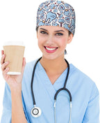 Working Cap Scrub Caps with Sweatband Adjustable Tie Back Hat Nurse Surgical - Image 5