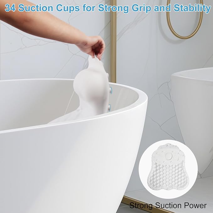 Soft Silicone Bath Pillow, Adjustable Airbag Ergonomic Neck Support Design - Image 3