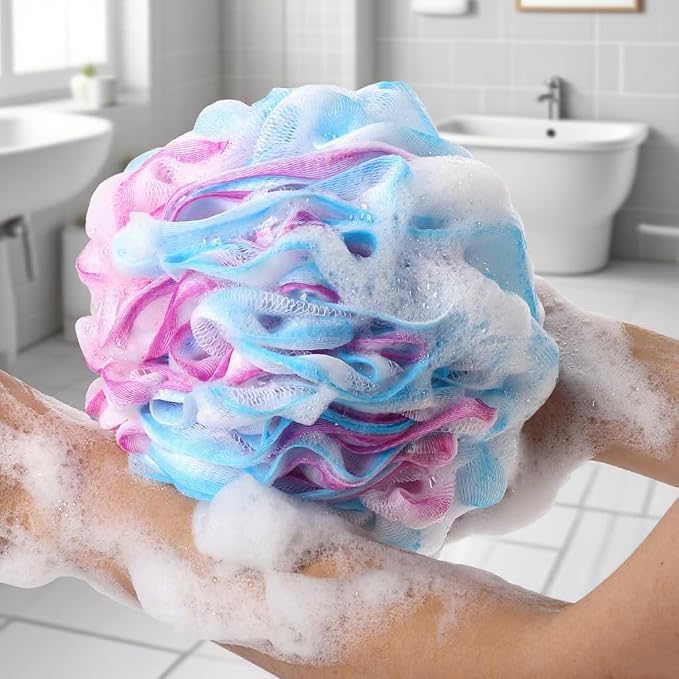 BTYMS XXL Large Loofah Bath Sponge 100g/pc, Exfoliating Mesh Pouf Bath - Image 3