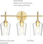 Ralbay Gold Bathroom Vanity Light 3-Lights Vintage Gold Vanity Lights Wall - Image 4