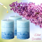 3x4 inch Blue Pillar Candles for Home Scented 3 Pack Lilac Garden Scented - Image 4