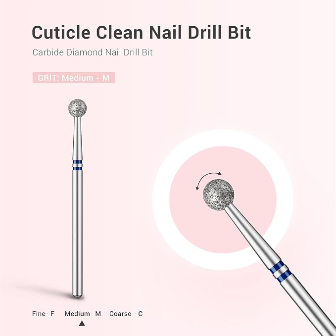 MelodySusie 4mm Ball Shape Cuticle Clean Nail Drill Bit 3/32'', Professional - Image 4