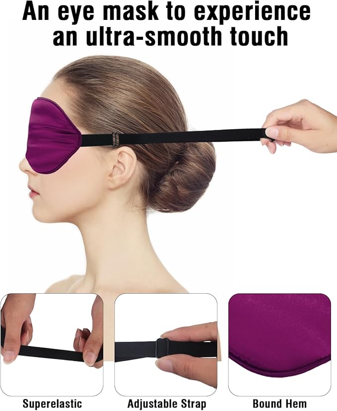 Silk Sleep Mask for Women Man, Thicken Eye Mask for Sleeping, Breathable Eye - Image 3