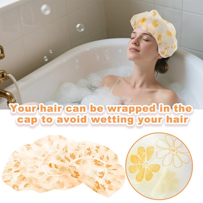 18Pcs Plastic Shower Caps for Women Waterproof Bath Caps Bathing Hair Cap - Image 5