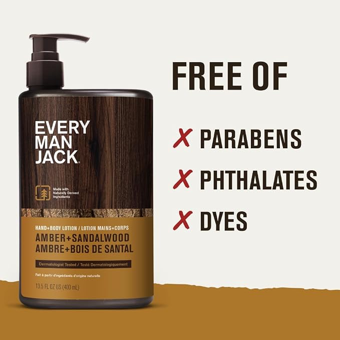Every Man Jack Mens Amber + Sandalwood Hand & Body Lotion - Image 6