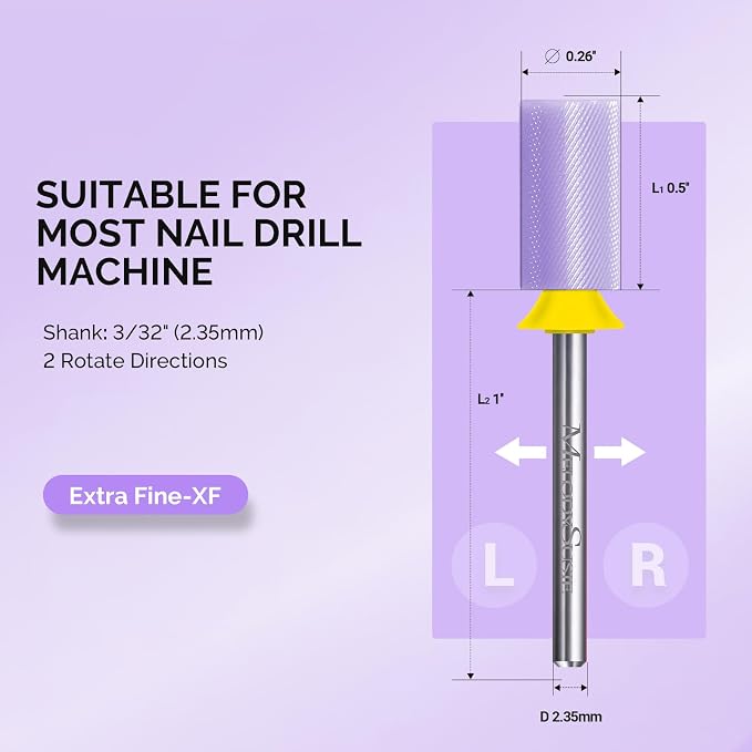 MelodySusie Ceramic Nail Drill Bits, 3/32'' Chamfer Flat Top Large Barrel Bits - Image 4