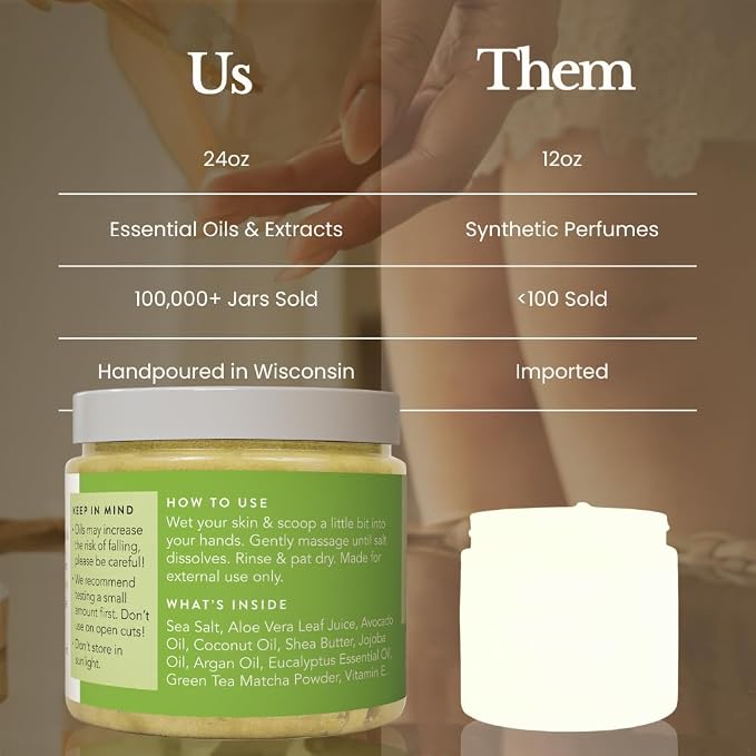 Bare Botanics Matcha Eucalyptus Body Scrub 24 oz - Image 7