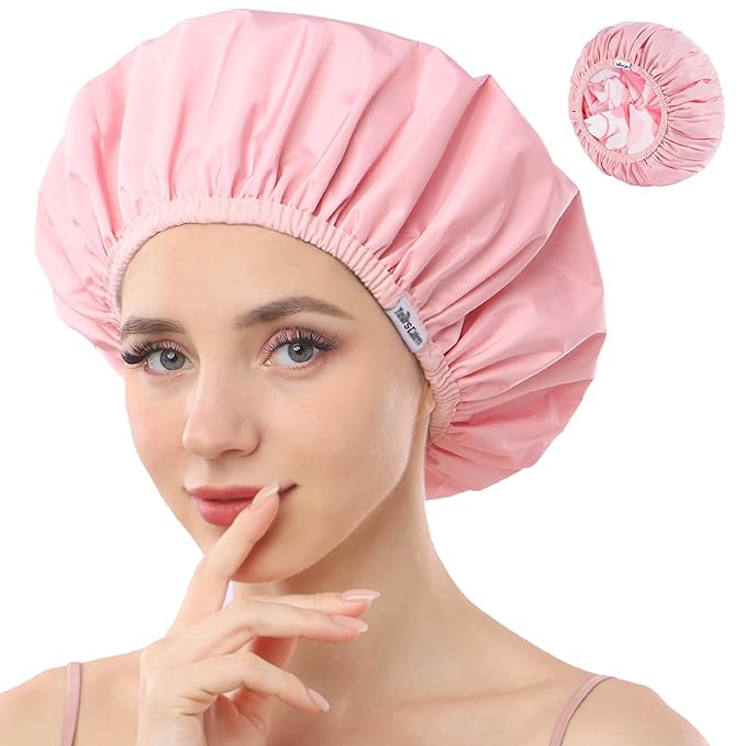 Years calm Shower Caps for Women Reusable Waterproof, Double Layer Waterproof by Yearscalm