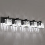 Aipsun Bathroom Vanity Light Black Light Fixtures 5 Light Crystal Vanity Light - Image 2