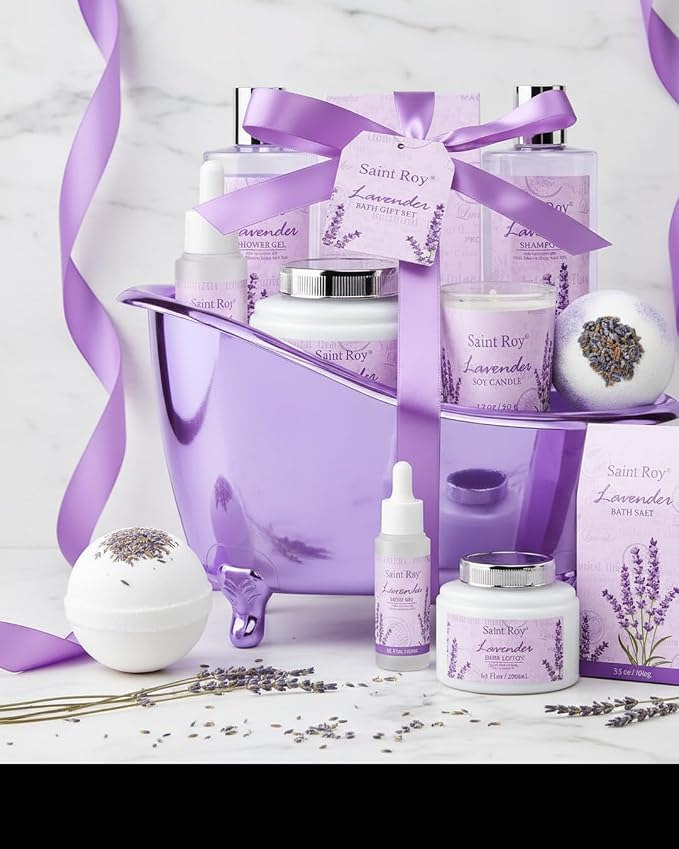 Mothers Day Gifts for Women, Lavender Bath and Body Gift Basket, Spa Kit for - Image 5
