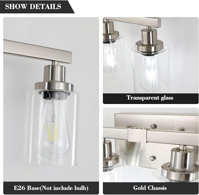 Bathroom Vanity Light, 5-Light Nickel Modern Matte Wall Sconce Lighting - Image 5