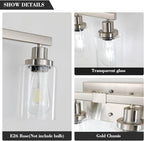 Bathroom Vanity Light, 5-Light Nickel Modern Matte Wall Sconce Lighting - Image 5