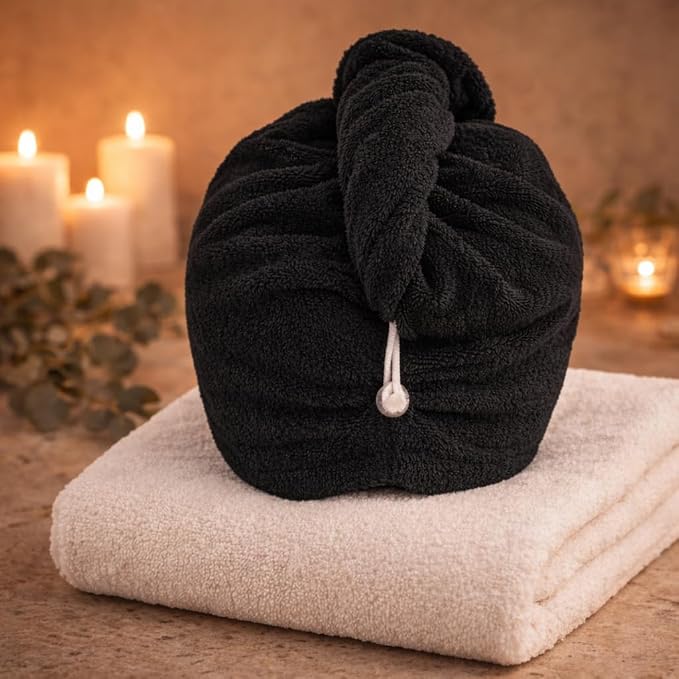 100% Turkish Cotton Hair Towel Wrap 2 Pack – Oeko-TEX Certified Quick Dry Turban - Image 5