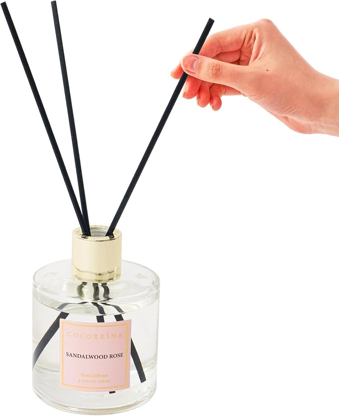 Cocorrina Reed Diffuser Set, Flower Reed Diffuser Sandalwood Rose 6.7 oz - Image 4