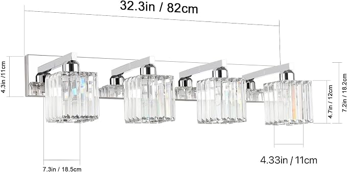 Aipsun Bathroom Light Fixtures Crystal Modern Vanity Lighting Fixtures 4 Light - Image 6