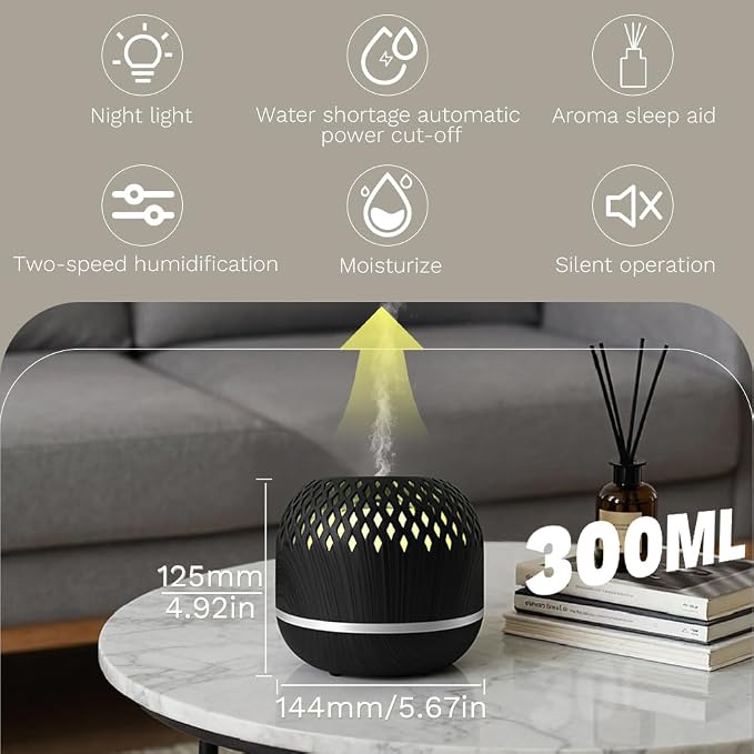 Essential Oil Diffuser 300ml for Home Bedroom, Aromatherapy Oil Diffuser - Image 2