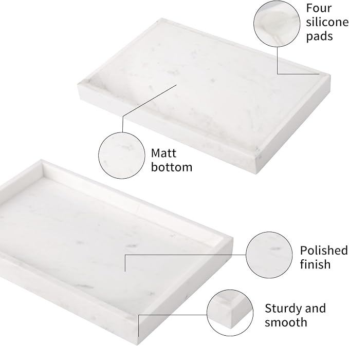 Marble Bathroom Vanity Tray, Natural Luxury Vanity Home Kitchen Bathroom Table - Image 5
