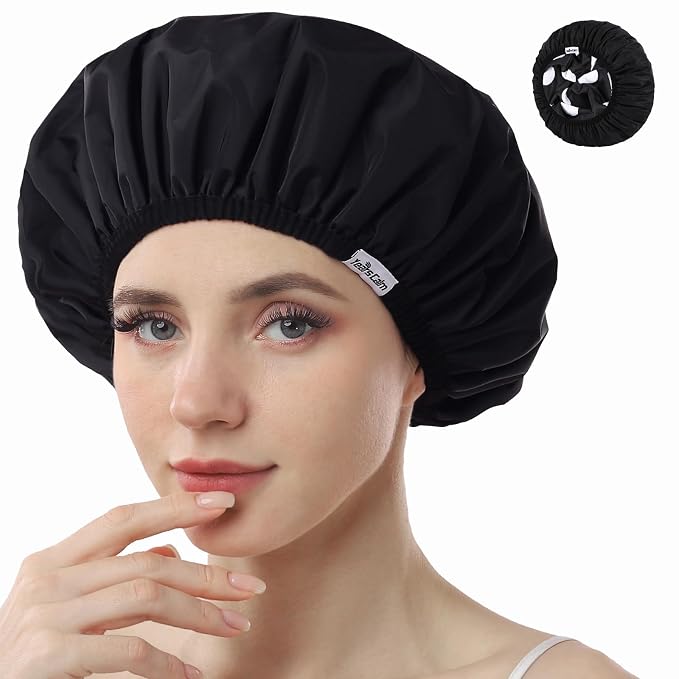 Years calm Shower Caps for Women Reusable Waterproof, Double Layer Waterproof by Yearscalm