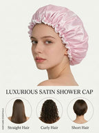 Aquior Shower Cap for Women, Waterproof Reusable Hair Cap - Image 3