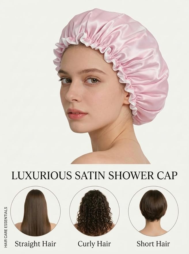 Aquior Shower Cap for Women, Waterproof Reusable Hair Cap - Image 3