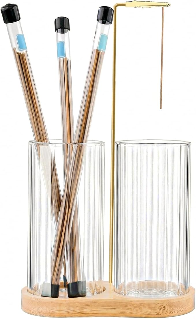 Glass Incense Holder, 2 in1 Incense Sticks Burner Holder by GUBEARE