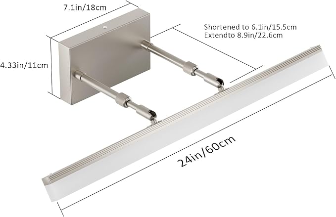 Aipsun 24 inch Modern Brushed Nickel Vanity Light Adjustable Bathroom Light - Image 6