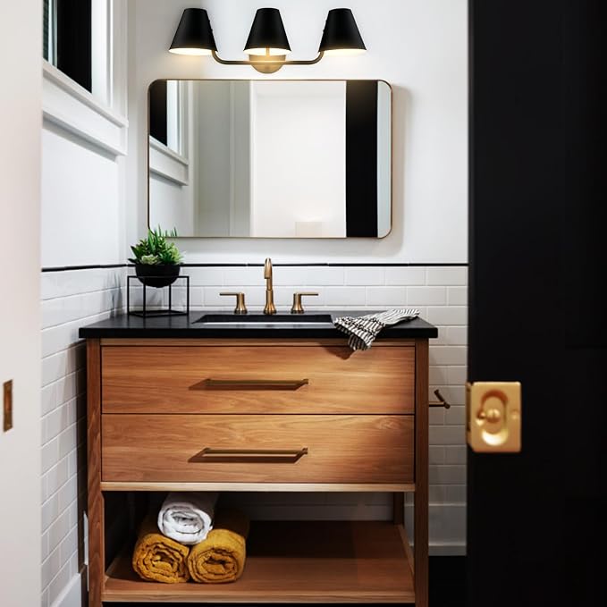 DIRYZON 3 Light Bathroom Vanity Light, Industrial Black Wall Sconces, Rustic - Image 4