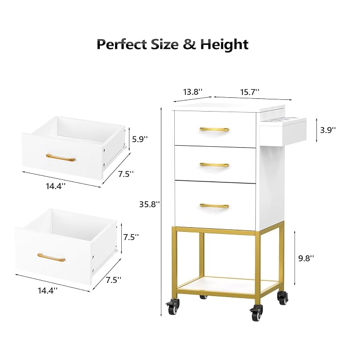 OmySalon Salon Storage Trolley Cart, Beauty Wooden Hair Cabinet - Image 3