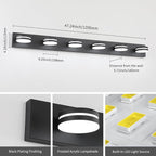 6-Light Bathroom Vanity Light Over Mirror, Matte Black LED Vanity Lighting - Image 4