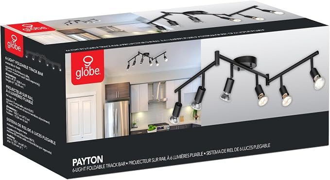 Globe Electric 59693 6-Light Foldable Track Lighting Kit, Matte Black Finish - Image 8