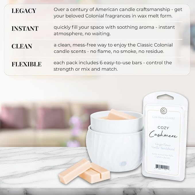 Colonial Candle Cozy Cashmere Scented Wax Melts, Wax Melt Warmer Cubes - Image 5