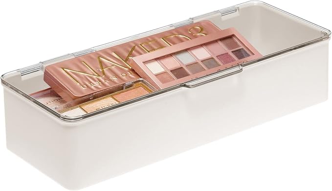 mDesign Long Plastic Cosmetic Storage Organizer Box Containers, Hinged Lid - Image 8