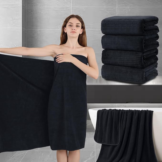Extra Large Bath Sheet Set of 4, Ultra Soft Fluffy Towel, 35”x 70”Oversized by JessyHome