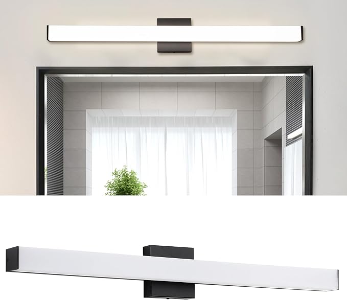 LED Bathroom Vanity Light Fixtures 31.5in Matte Black, Dimmable 24W 4000K by Enjoyyourhealthylife