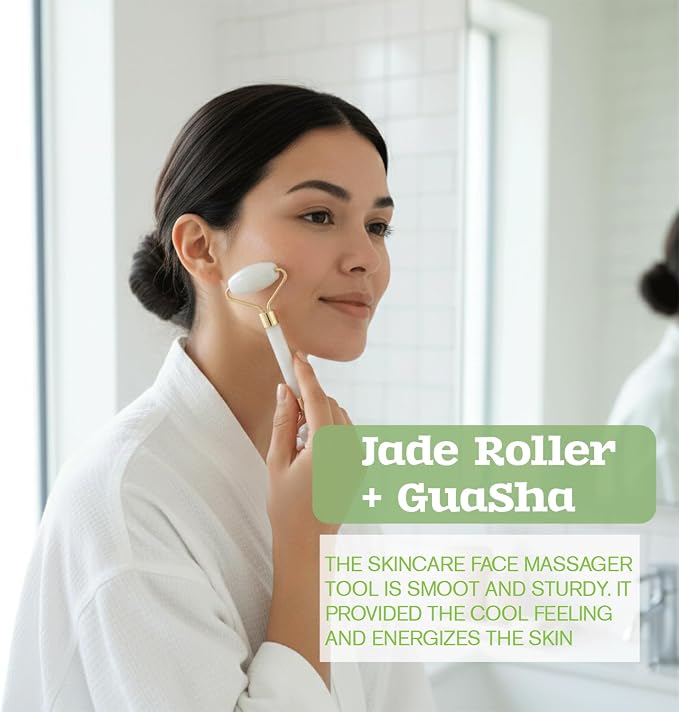 Gua Sha & Jade Roller Facial Tools Face Roller and Gua Sha Set - Image 6