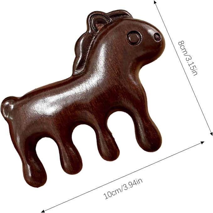 Sandalwood Cute Pony Scalp Massager | Wooden Massage Brush - Image 7
