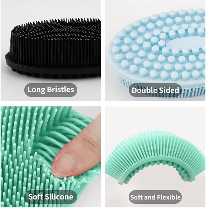 3 Pack Silicone Body Scrubber, Soft Silicone Loofah Exfoliating Body Scrubber - Image 2