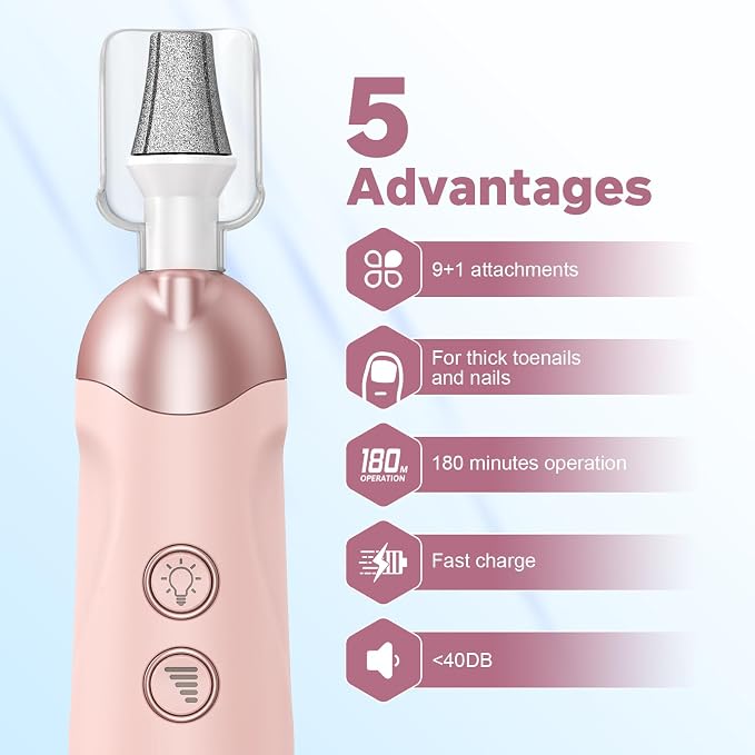 AOMEES Electric Nail File Set, Rechargeable Professional Manicure Pedicure Kit - Image 2