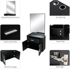 Modern Styling Station for Hair Stylist, Wooden Hair Salon Station Storage - Image 5