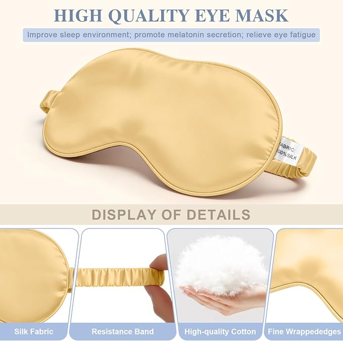 Silk Sleep Mask, Eye Mask for Sleep Women Men, Mulberry Sleeping Mask - Image 4