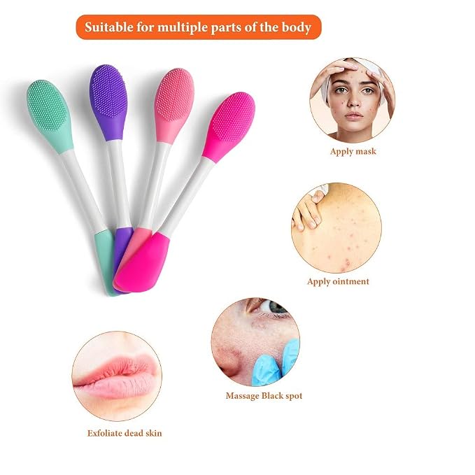 Silicone Brushes, Double-Ended Silicone Face Mask Brush, Facial Cleansing Brush - Image 3