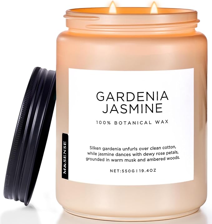 M&SENSE Gardenia Jasmine Scented Candle, 110 Hours Slow Burning Clean Non Toxic by MSENSE