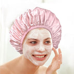 Three-Layer Terry Cloth Lined Satin Shower Cap, - Image 5